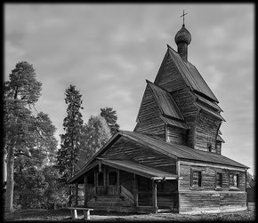 Церковь деревянная - картинки для гравировки